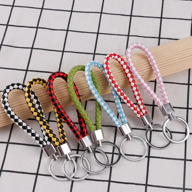 Key Chains PU Leather Braided Woven Rope Keychain DIY Bag Pendant Key Chain Holder Car Keyring Simple Multiuse Key Holder Gifts