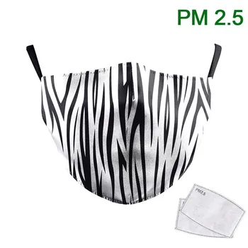 

White Classic Zebra Stripes Print Face Mask Adult Fabric Mask PM2.5 Protective Dust Mask Black Reusable Waterable Mouth-muffle