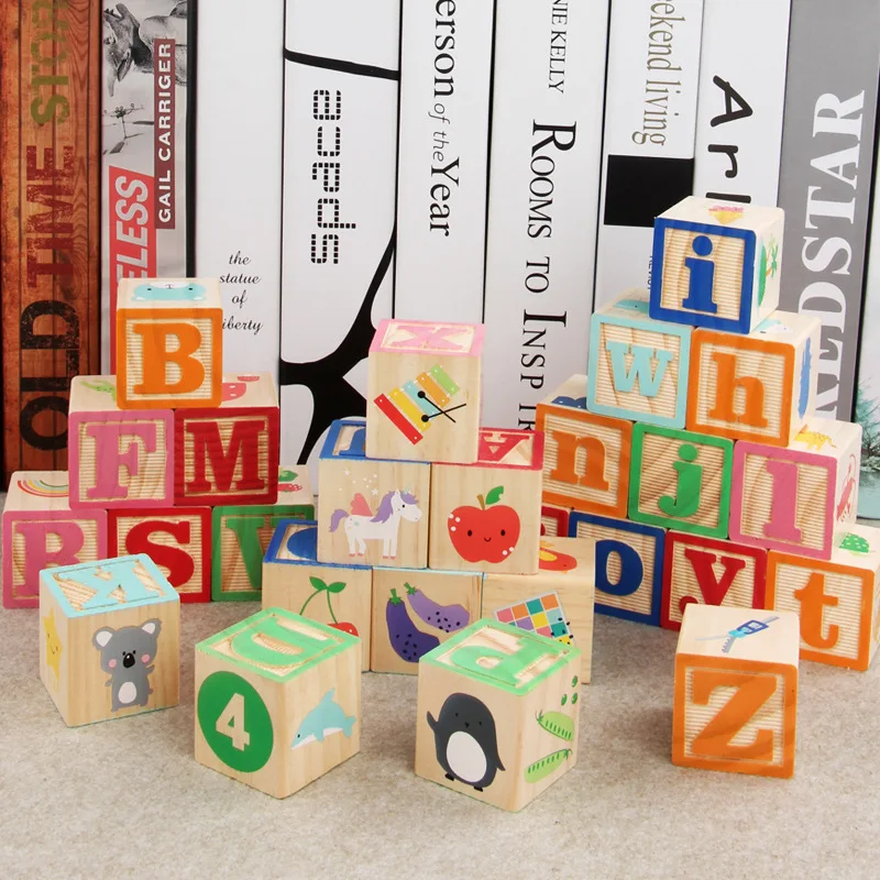 

Environmentally Friendly Solid Wood of Small Particles Lettered Early Education sdip enlighten Building Blocks Educational Toy C