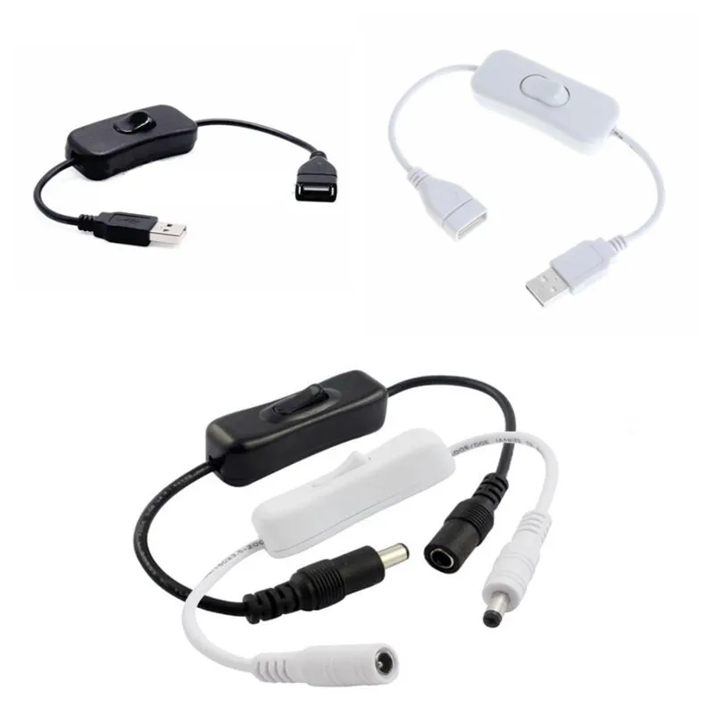 

With ON/OFF Cable Extension Toggle for USB Lamp Light Switch DC Female Male Power Wire Adapter Free Shipping