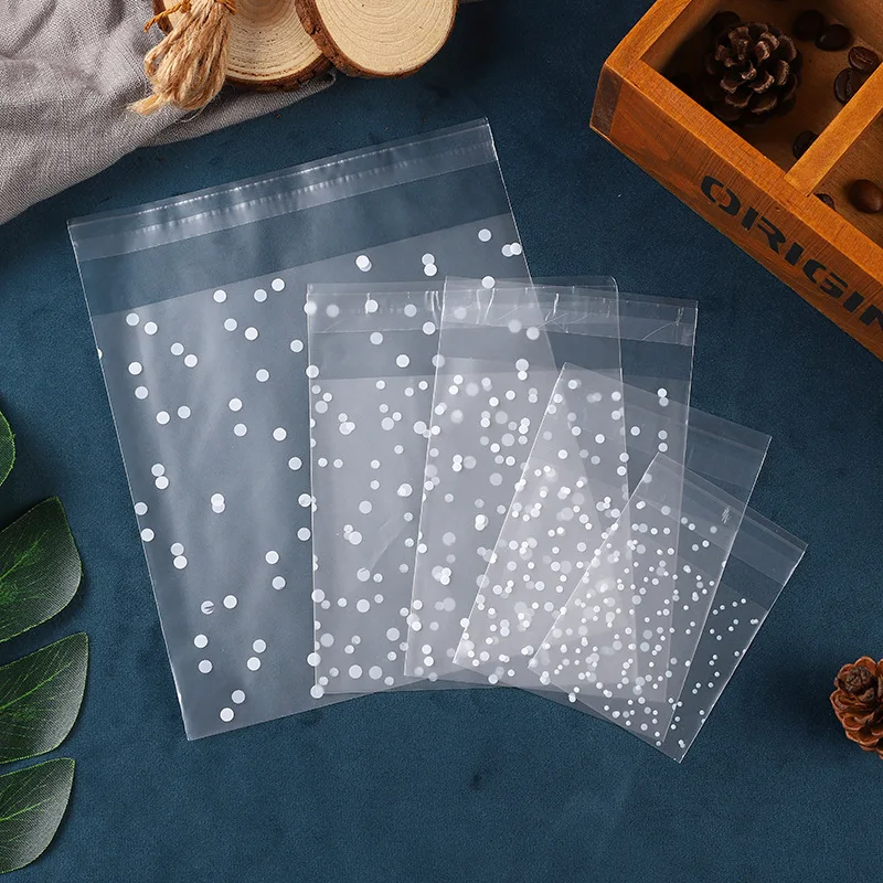 Plastic Food Storage Bags Transparent Dot Ziplock Fresh-Keeping Dustproof Reclosable Sachet Zip Candy Cookie Storage 100Pcs