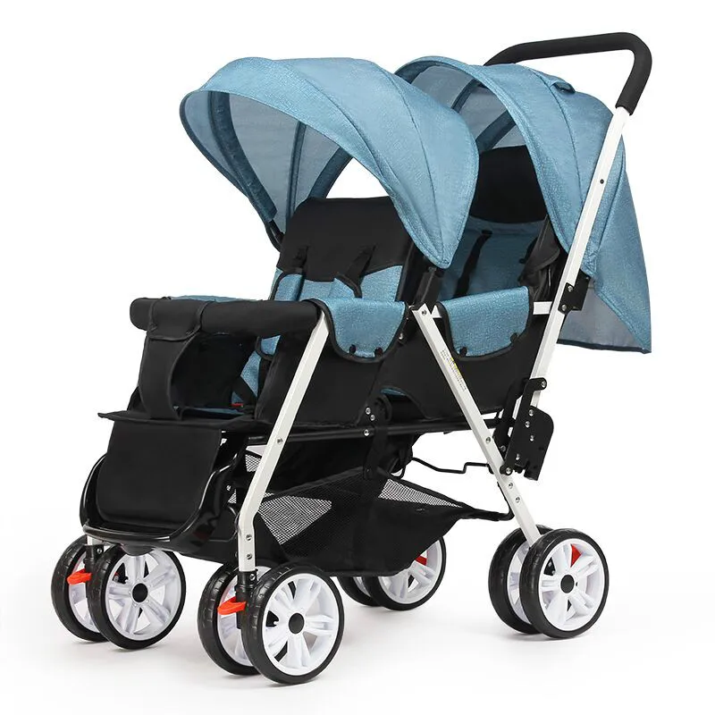 Twin Baby Strollers Lightweight Folding Front Rear Reclining Trolley Baby Double Stroller Can Lie Flat - Цвет: A5