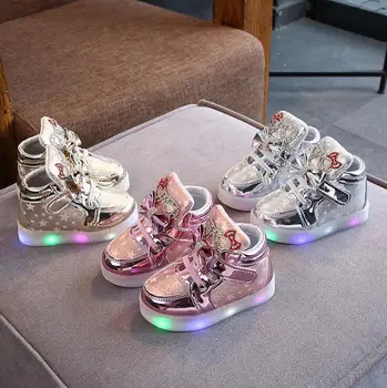 

Brand Kids Toddler Led Glowing Sneakers Children Hook Loop Fashion Luminous Shoes For Girls Boys Children's Shoes Size 21-30