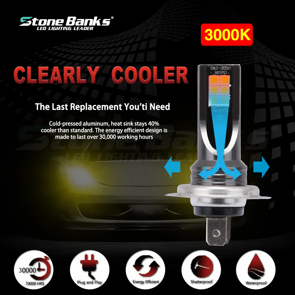 Автомобильные фары 2шт H7 Nebel Lichter Birne 3030SMD 1600LM 3000K желтый свет авто Fahren Laufen Lampe Авто Led Licht оптом