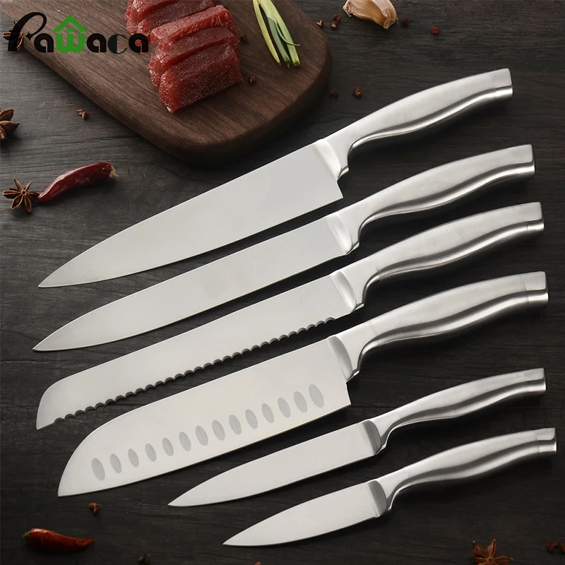 

Sowoll 6 Pieces Kitchen Stainless Steel Knife Sharp Beak Handle Steel Blade Comfortable Handle Chef Knife Slicing Kitchen Tool