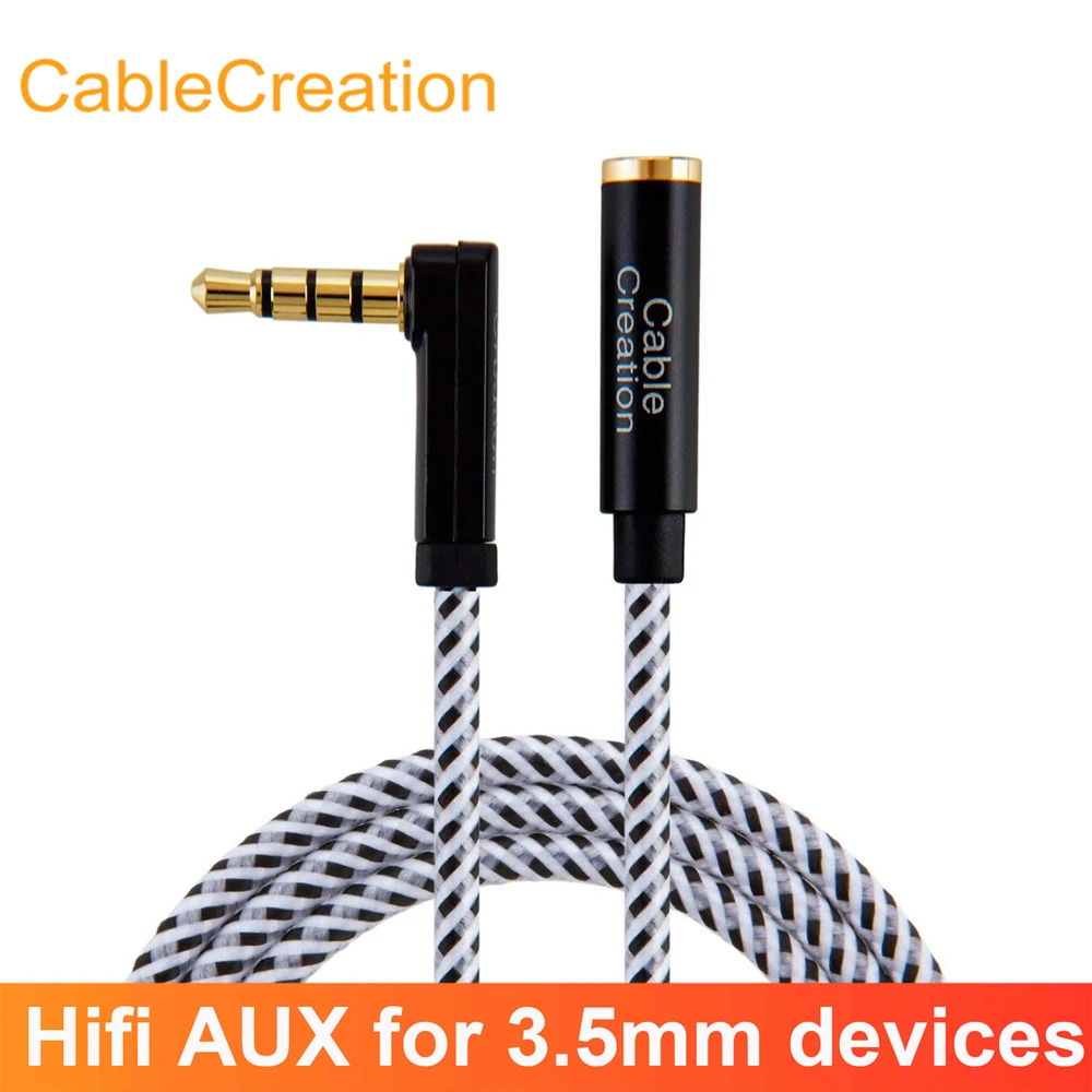 Cablecreation 3.5mm Jack Aux Audio Male To Female Extension Cable 90