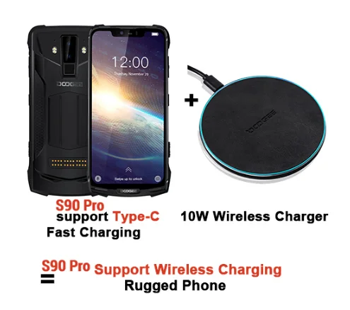 10W Wireless Charger DOOGEE S90 Pro IP68 мобильный телефон Android 9,0 Восьмиядерный Helio P70 6 ГБ+ 128 Гб 6,18 дюйма FHD+ дисплей 5050 мАч 16 Мп+ 8 Мп мобильный телефон - Цвет: 10W Wireless Charger