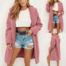 Coat Female Womens Ladies Warm Faux Fur Coat Jacket Winter Solid Long Parka Outerwear Women Winter Faux Fur Solid Coats#45