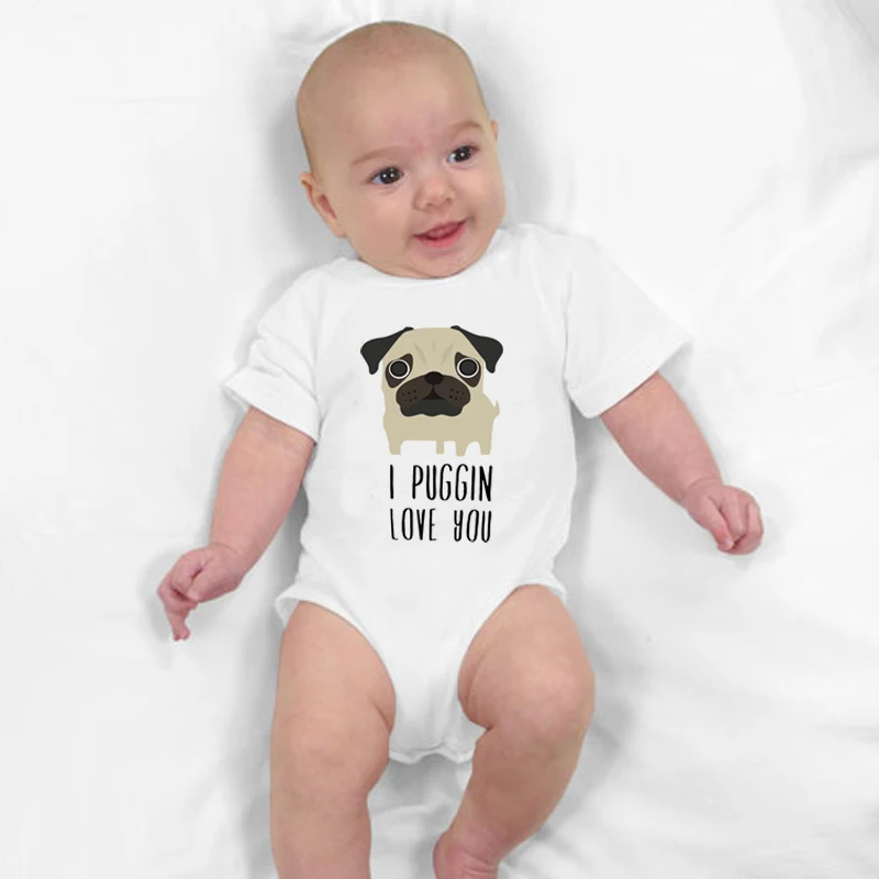 Одежда для малышей с изображением мопса боди надписью I Puggin Love You одежда маленьких