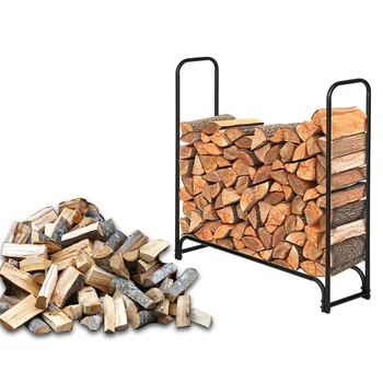 

Iron Firewood Stand Rack Single Layer 4 Feet Long 46 Inches High Black Sand Pattern US Warehouse Drop Shipping Available