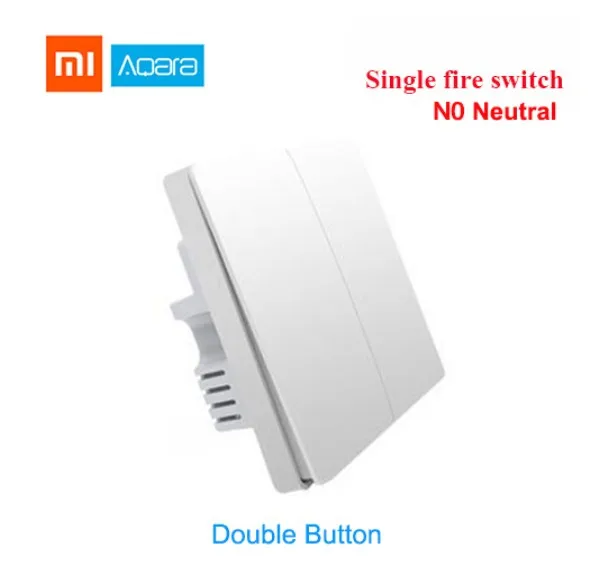 no neutral 2key Xiaomi Aqara настенный выключатель Умный пожарный провод нулевой линии двойной один ключ ZiGBee настенный переключатель 2 версии Mijia приложение управление - Цвет: no neutral 2key