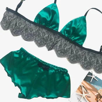 

CALOFE Womens Summer 2 PCS Lace Satin Silk Sleepwear Bra Shorts Pajamas Nightwear Pajamas Set 2020 Loose Casual Sleepwear Sets