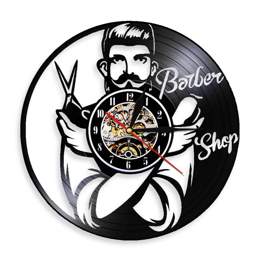Hairdresser Silhouette Wall Art Decor Baber Shop Vinyl Record Wall