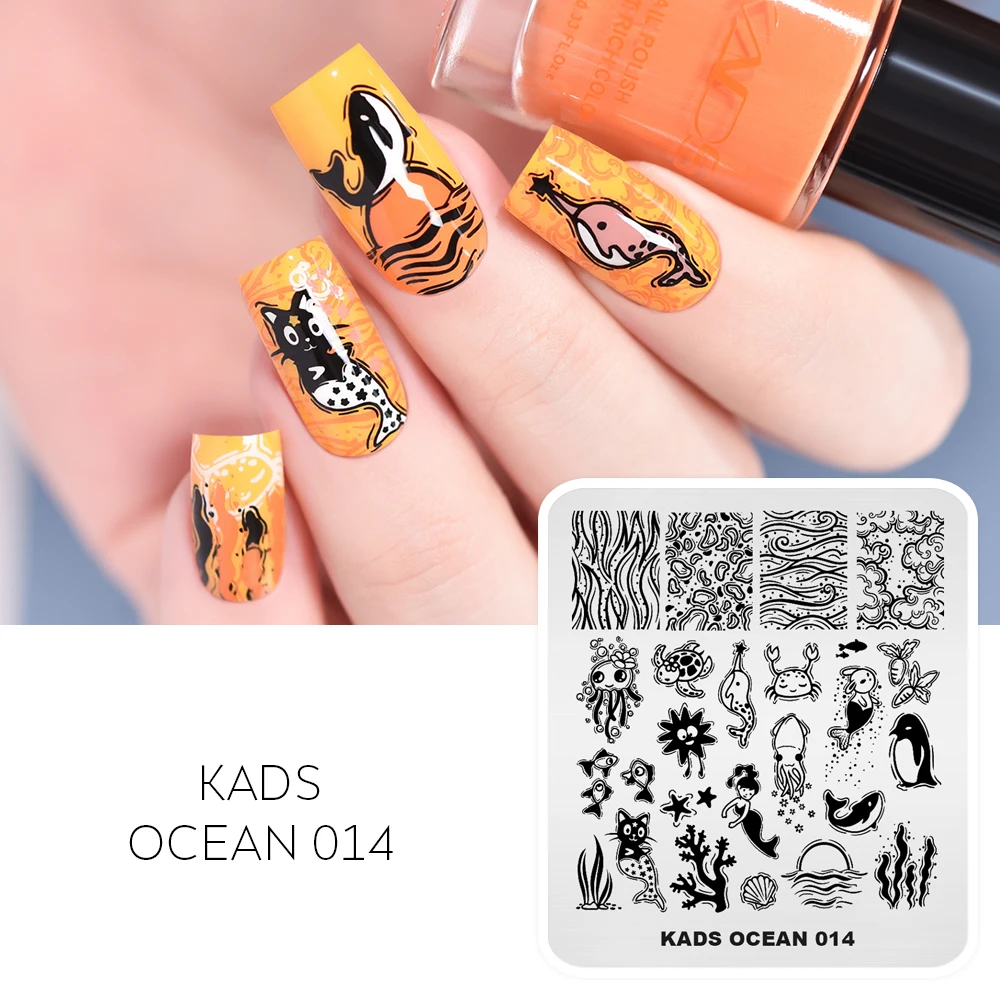 Nail Art Stamp Plate Ocean Pattern Design Stamping Template Jellyfish Turtles Crabs Dolphins Image Stencil Plate For DIY Design 2