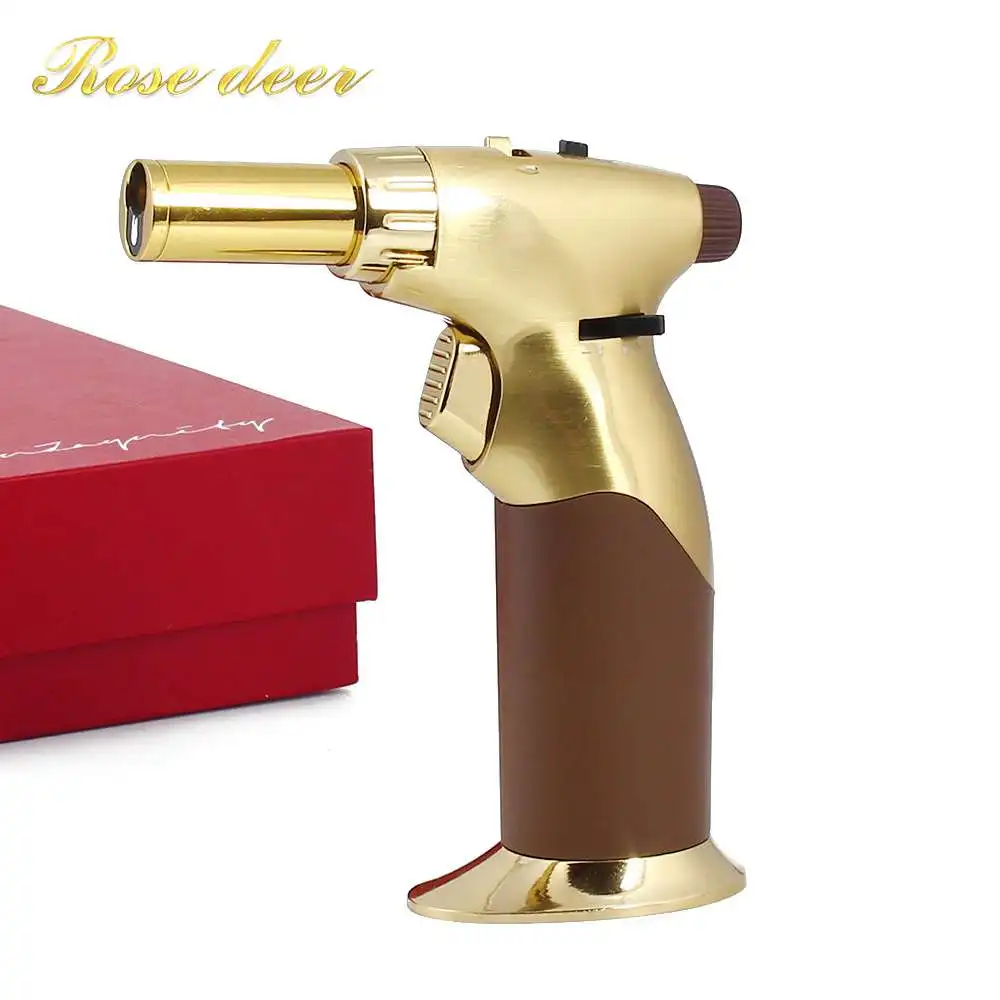 

With Keychain gas Lighter Blue Flame Spray Gun Electronic Lighter 1300C Butane Torch Turbo Lighter Cigar Cigarette Lighters