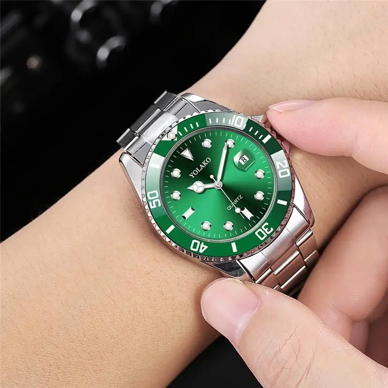 Лидирующий бренд YOLAKO мужские часы роскошные Модные Военные из нержавеющей стали