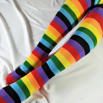

Women Rainbow Winter Warm Cable Long Boot Socks Over Knee Thigh High Stockings High Knee Socks Long Stockings @7