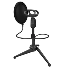 Микрофон амортизатор двойной сетчатый фильтр и винт адаптер Регулируемый Антивибрационная изоляция металлическое Крепление для микрофона держатель Штатив