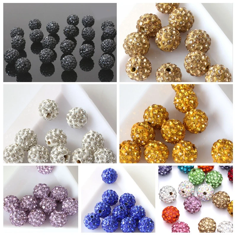 20Pcs Czech Crystal Rhinestones Pave Clay Disco Ball Round Spacer Beads DIY 10MM