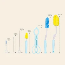Детские бутылка Чистящая Щетка 7 шт./компл. Handly Портативный нейлона и силиконовая трубка сифон без примеси чистящее средство по уходу за ребенком YHZ010