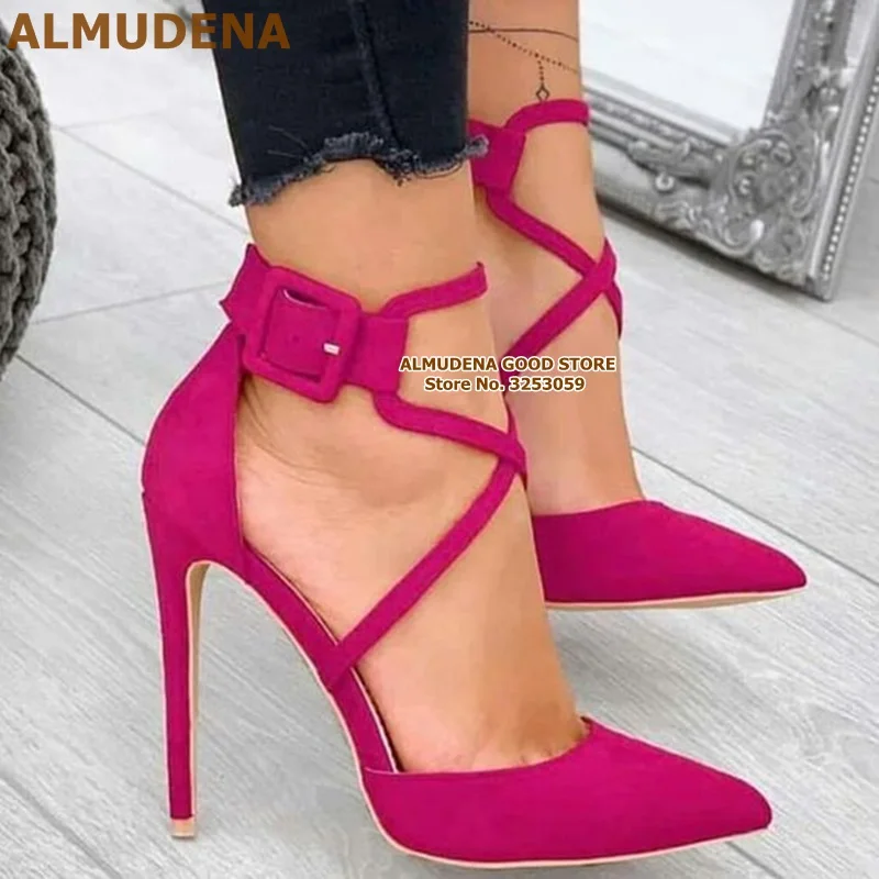 fuchsia suede heels