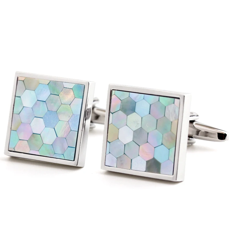 High Quality blue Shell Cufflinks For Men&Women Trendy Jewelry Shirt