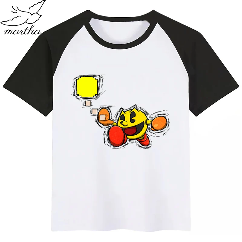 Детская забавная Футболка с принтом «Человек-Пак», «есть призрак», детские летние топы с круглым вырезом, Детская футболка с принтом «пакмен», одежда для малышей