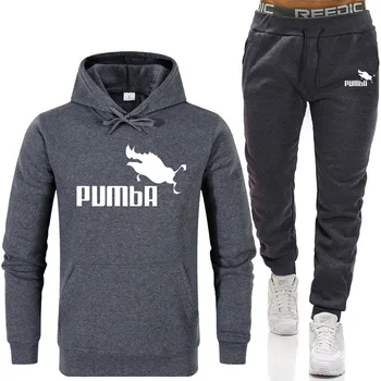 

New Pumba Two Pieces Hoodie Fashion Hooded Men Casual Cotton Fall / Winter Warm Sweatshirts Men's Casual Tracksuit Costume S-XXL