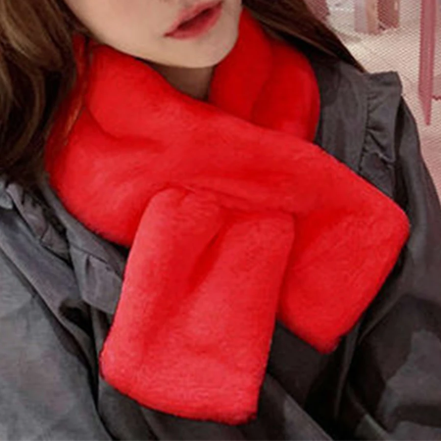 

Candy Color Autumn Winter Faux Rabbit Fur Scarf Women Casual Thick Warm Comfortable Knit Shawl Neck Fashion Wild Plush Scarf Hot