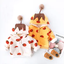 Осенняя детская кофта с длинными рукавами для маленьких мальчиков и девочек г., зимний принт мячи, бархатная верхняя одежда с капюшоном, толстовка S10054