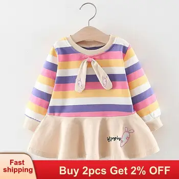 

Baby Girls Autumn Winter dress Kids Baby Party Stripe Long Sleeve Girl Dresses Girl Toddler Princess Dress Clothes Infant Dress