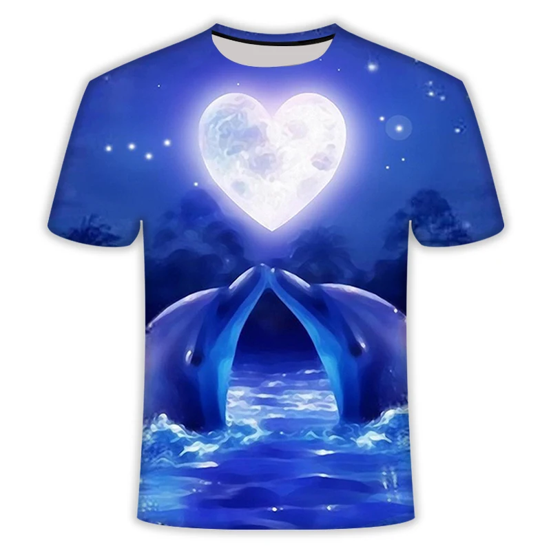 New Men's Casual 3D Printed T shirt Asian T-shirt Heart-Shaped Fish-shaped Design Short Sleeve Top | Мужская одежда