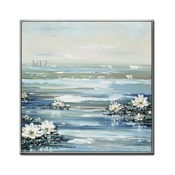 

Beautiful The Lotus Pool Abstract Oil Painting Wall Art Home Decor Picture Modern Painting On Canvas 100% Handpainted No Framed