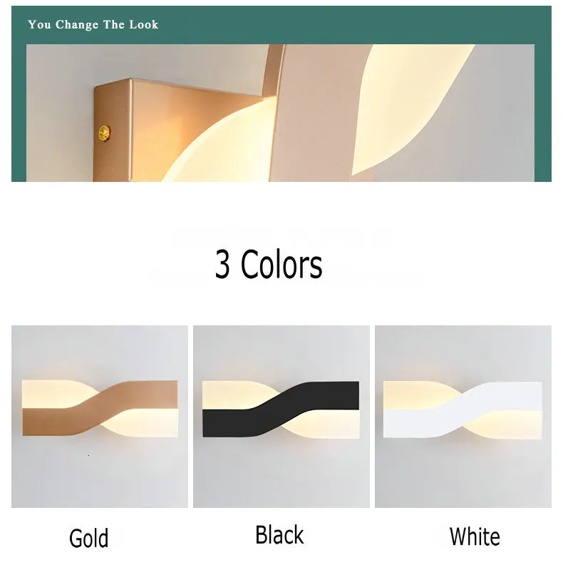 Креативный роскошный настенный светильник, прикроватный светильник для спальни, акриловый абажур, черный, белый, золотой, вращающийся на 360 градусов светодиодный настенный светильник
