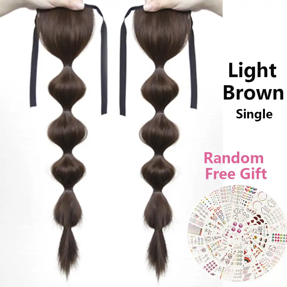 Shangke Sinteticheskij Shnurok Puzyr Fonar Milyj Pryamoj Hvost Kosichki Pricheska Dlya Devochek Chernyj Svetilnik Korichnevyj Iskusstvennyj Konskij Hvost Aliekspress