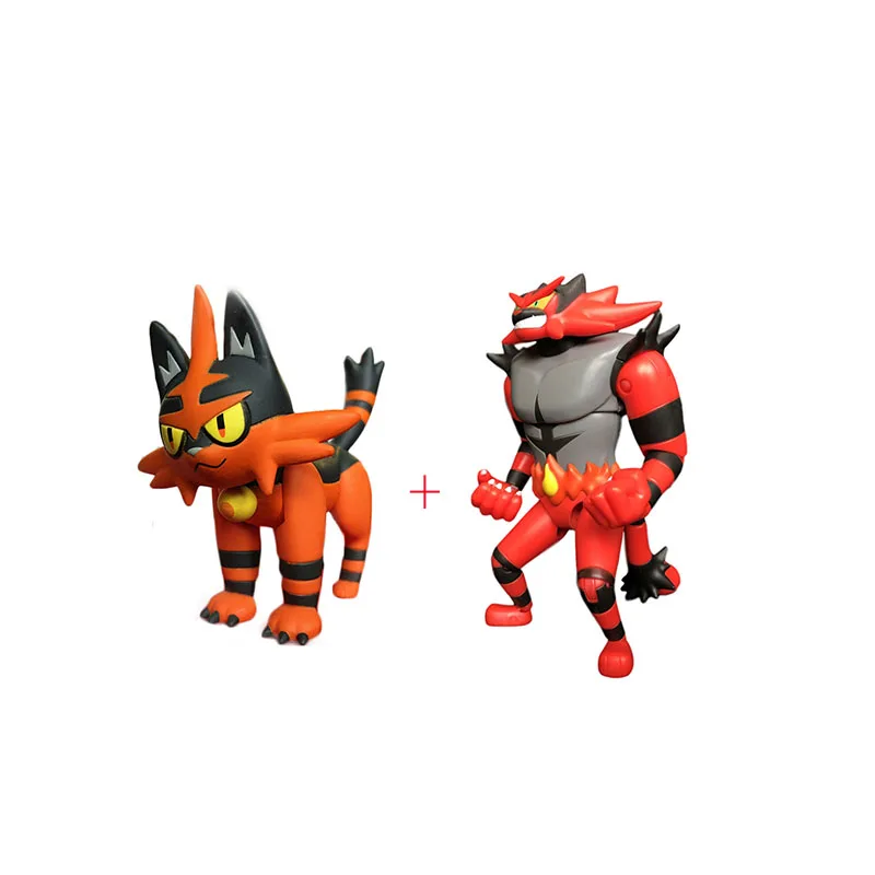 TAKARA TOMY POKEMON Litten Torracat Incineroar, экшн-фигурка, коллекция игрушек, мультфильм, Покемон, фигурка, игрушки, подарки для детей - Цвет: 2 pcs