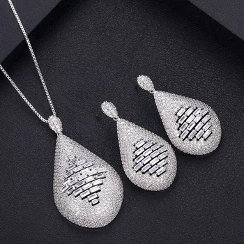 

janeklly trendy water drop dangle Earrings For Women Accessories Full Cubic Zirconia Earrings Jewelry pendientes mujer moda