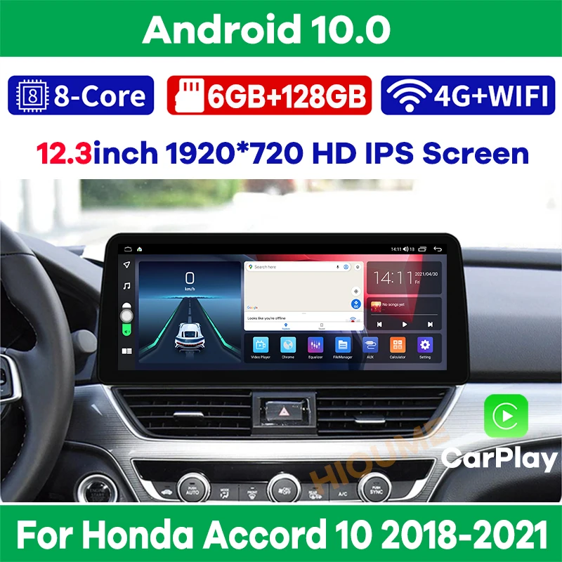 Автомобильный мультимедийный плеер на Android 10 с 1-дюймовым дисплеем GPS Wi-Fi 4G Bluetooth