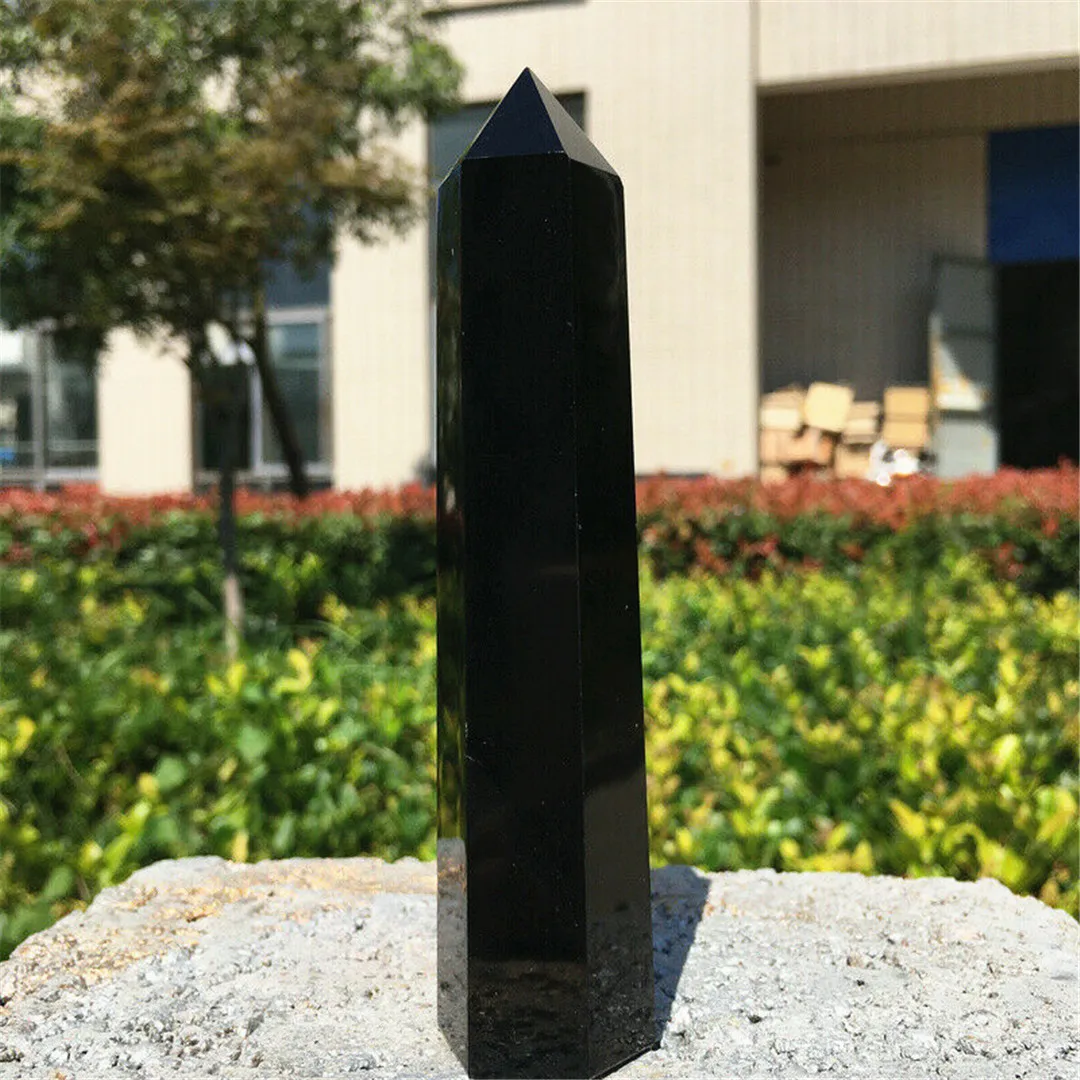 Details about   1kg Natural obsidian obelisk quartz crystal point wand tower reiki healing 