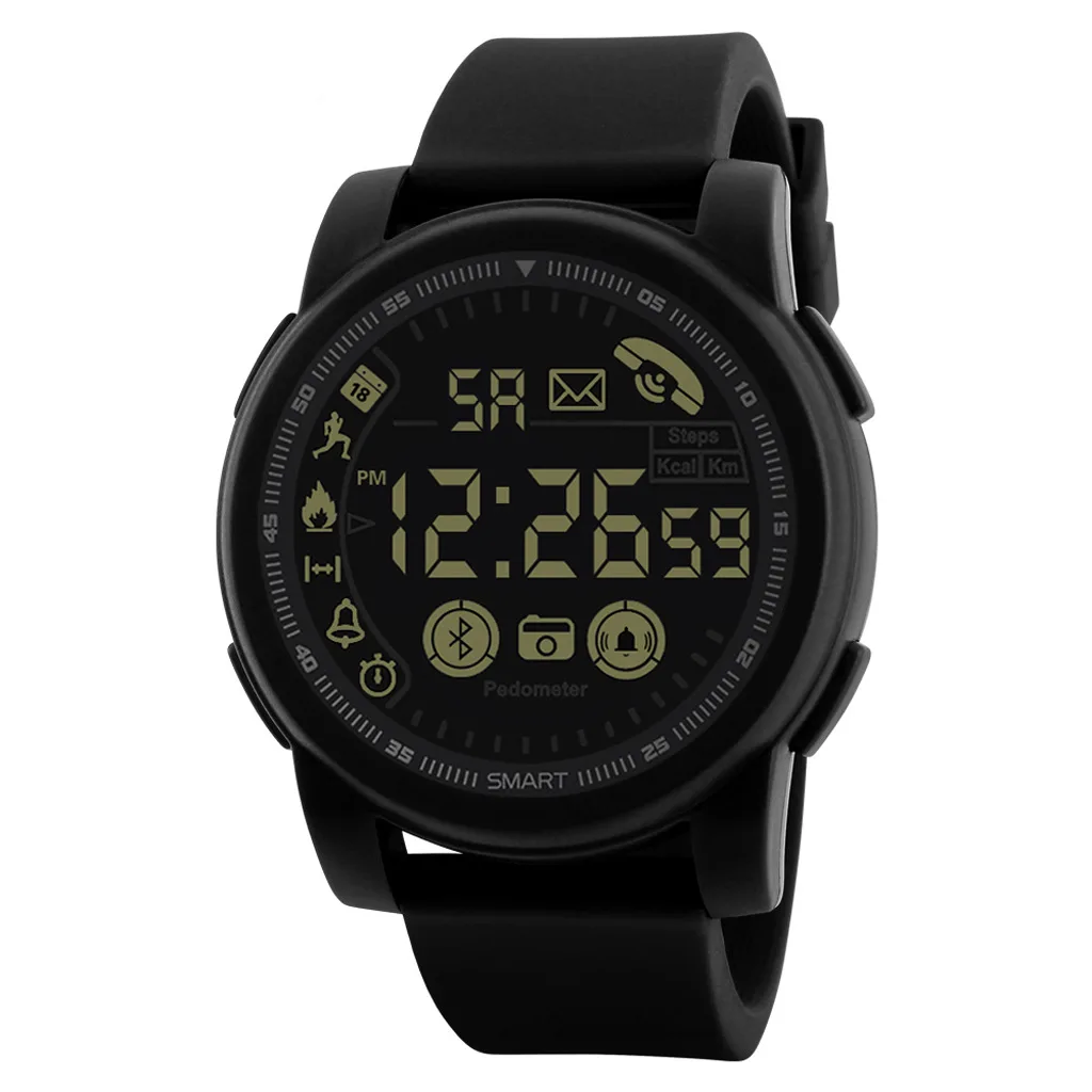 Mens Digital Watches Fitness Free Shipping Smart Electronic Watch Bluetooth Movement Phone SMS Reminder Pedometer Chronograph