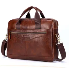  Men Genuine Leather Handbags Casual Leather Laptop Bags Male Business Travel Messenger Bags Men's Crossbody Shoulder Bag 