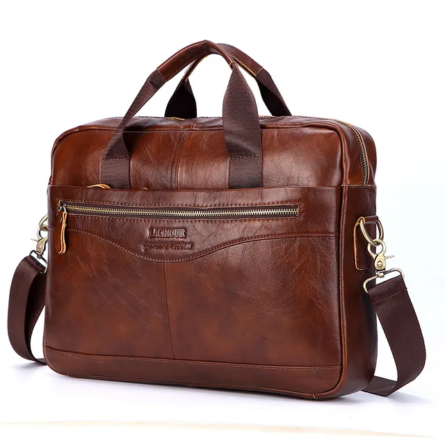 Men Genuine Leather Handbags Casual Leather Laptop Bags Male Business Travel Messenger Bags Men's Crossbody Shoulder Bag Brown27