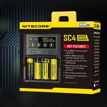 

1 PC best price NITECORE SC4 smart fastest charging excellent charger with 4 slots 6A Total output Compatible IMR 18650 14450 16