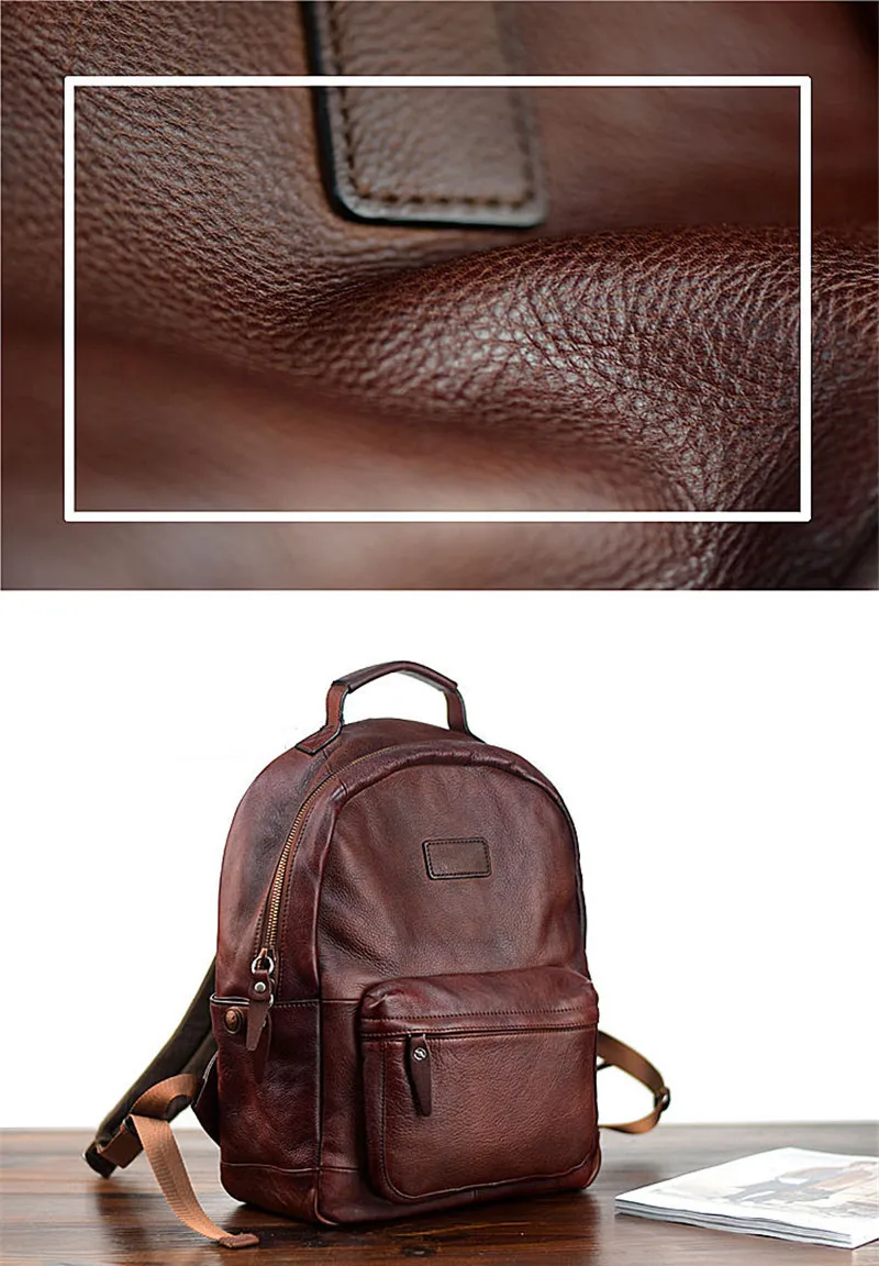 PNDME hohe qualität echtes leder herren rucksack einfache vintage natürliche rindsleder frauen reise bagpack student laptop bookbag – Detail 4
