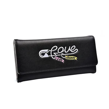 

Wallet Female Pu Leather Long Wallets Women Coin Purse Solid Embroidary Design Trifold Clutch Purses Lady Credit ID Card Holders