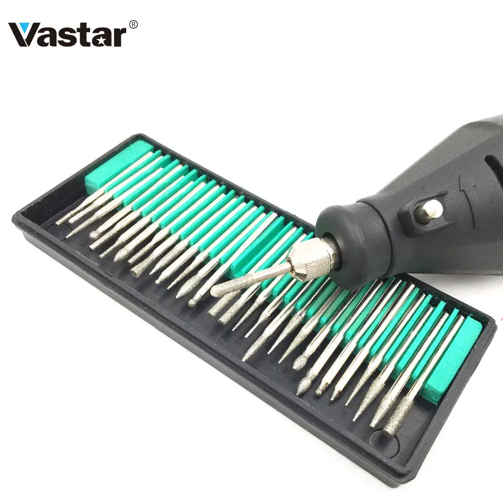 Vastar 30 шт. 3 мм Алмазные Боры вращающиеся инструменты для древесины камня сверла