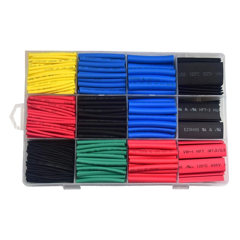 815 Pieces Heat Shrink Tubing 2:1 Electrical Wire Cable Insulation Tube Assortment Kit |