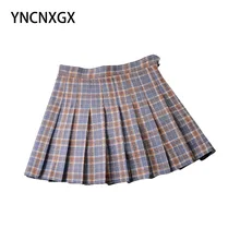 

Women Harajuku Preppy Style Mini Pleated Skirt Plaid Skirt Thin Clothing