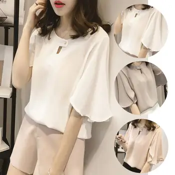 

Korean Women's Loose Chiffon Tops short- sleeve Shirt Casual Blouse