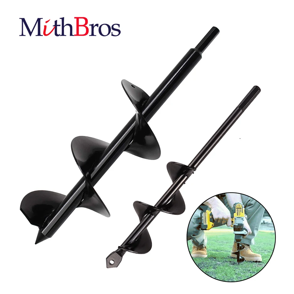 MithBros Garden Plant Auger Spiral Drill Bit Post Hole Digger Tool for Planting Tree Mixing Seed Soil Fertilizer Digging Holes |
